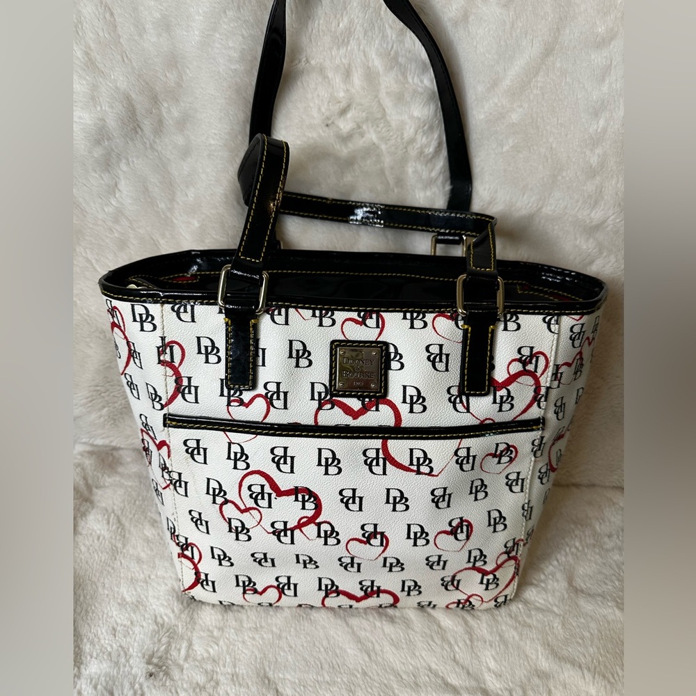 Dooney & Bourke White and Red Heart Tote Bag